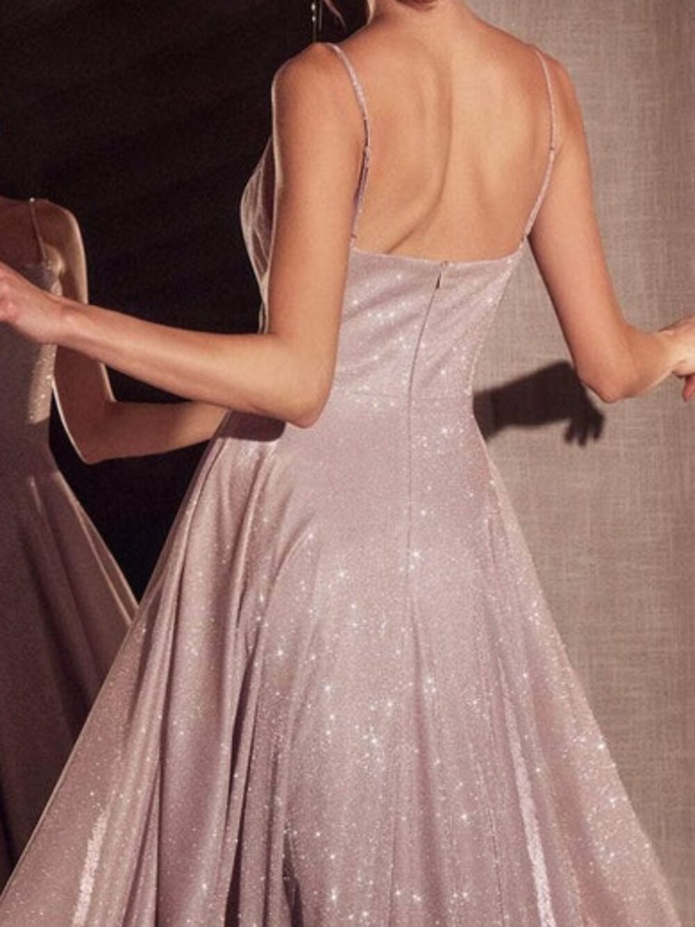 NWT Amoris by Ladivine T213 Glitter-Dusted Prom Dress Dusty Rose size Small - Picture 4 of 7
